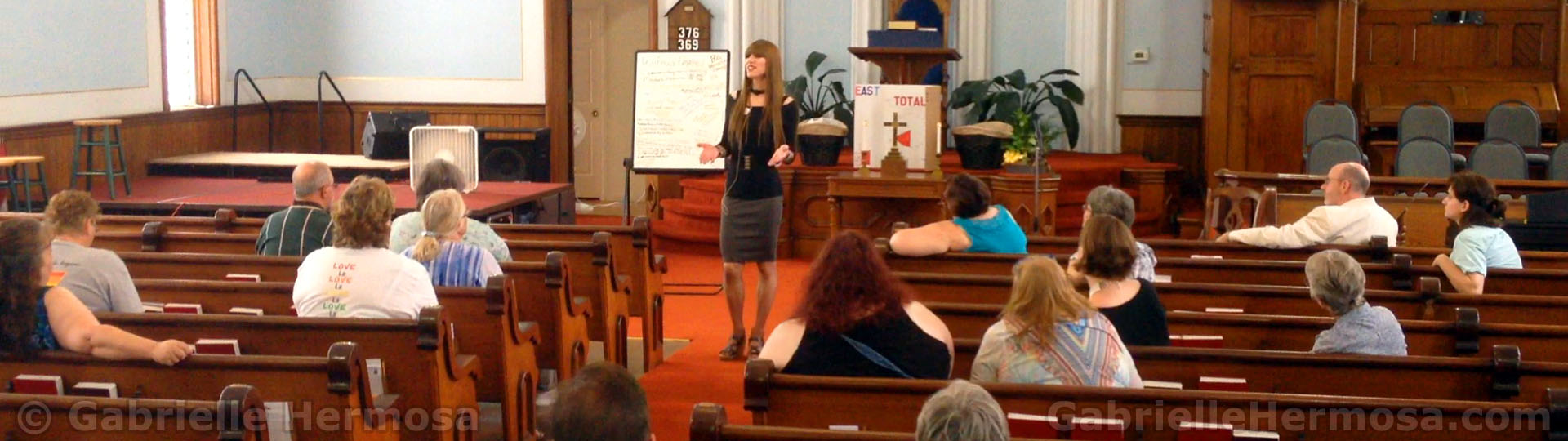 Gabrielle speaking in Church